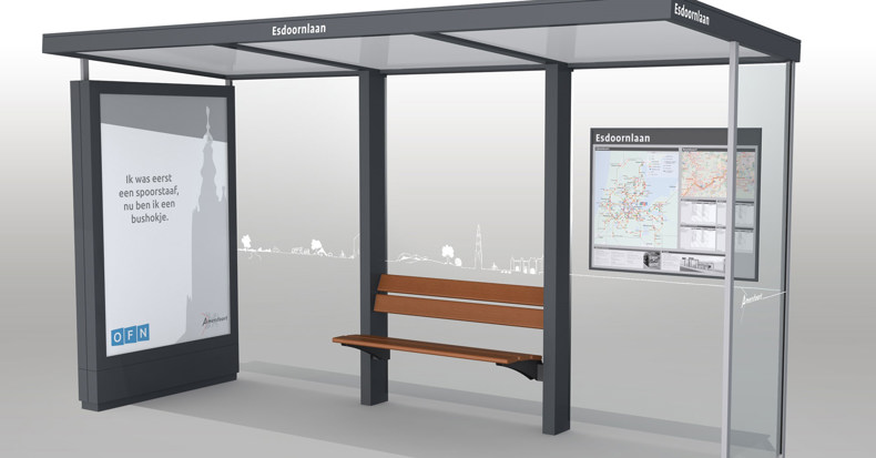 Bushokje in Amersfoort met ontwerp van WIM reclame