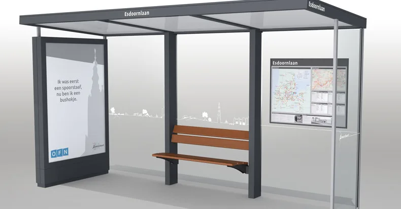 Bushokje in Amersfoort met ontwerp van WIM reclame